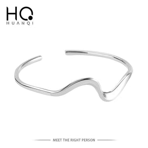 Water Pattern Wave Arc Opening Bracelet for Women Girls