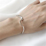 Water Pattern Wave Arc Opening Bracelet for Women Girls