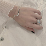 Water Pattern Wave Arc Opening Bracelet for Women Girls