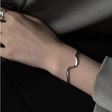 Water Pattern Wave Arc Opening Bracelet for Women Girls