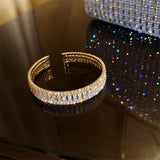 Golden Zircon Crystal Cuff Bracelet Geometric Rhinestone Bangles
