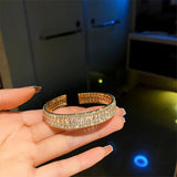 Golden Zircon Crystal Cuff Bracelet Geometric Rhinestone Bangles