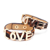 Hand-Made Punk Leather Bracelet Leopard Pattern Female Jewelry