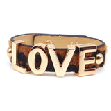 Hand-Made Punk Leather Bracelet Leopard Pattern Female Jewelry