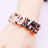 Hand-Made Punk Leather Bracelet Leopard Pattern Female Jewelry