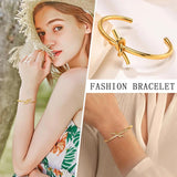 Stainless Steel Knot Cuff Bracelet Bangle, Women's Metal Wristband