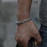 Vintage Twisted Woven Bracelet Neutral Retro Thai Silver