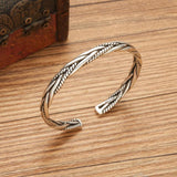 Vintage Twisted Woven Bracelet Neutral Retro Thai Silver