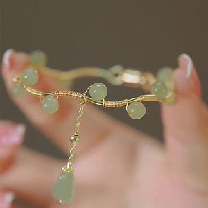 Green Glass Beads Bracelet Magnetic Hotan Jade Women's Jewelry