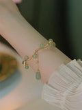 Green Glass Beads Bracelet Magnetic Hotan Jade Women's Jewelry