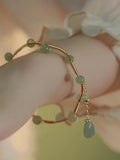 Green Glass Beads Bracelet Magnetic Hotan Jade Women's Jewelry