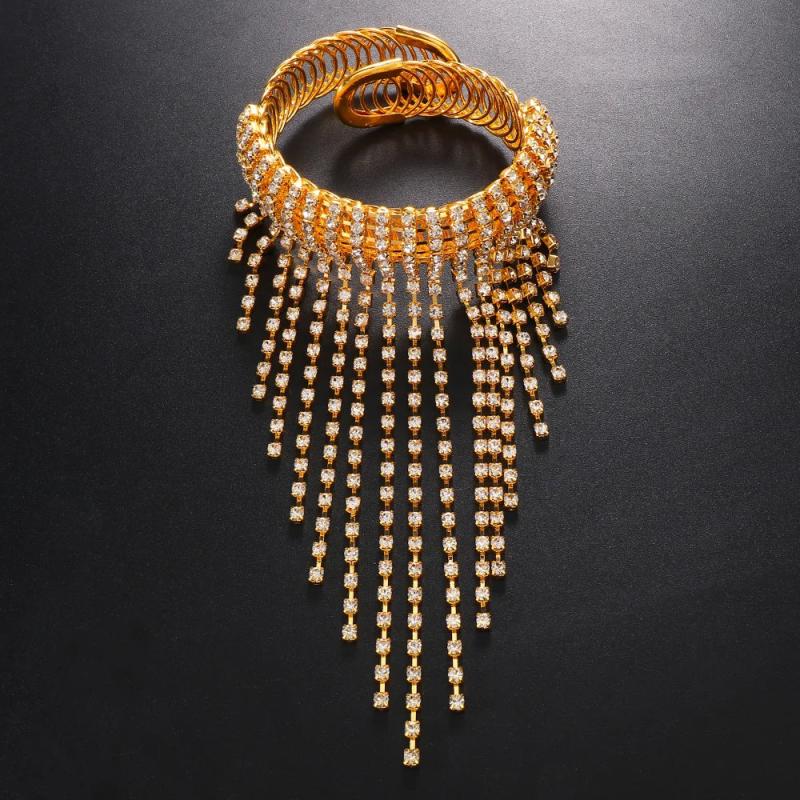 Stonefans Rhinestone Tassel Arm Bracelet Hand Jewelry for Women