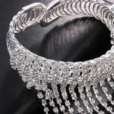 Stonefans Rhinestone Tassel Arm Bracelet Hand Jewelry for Women