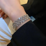 Geometric Hip-Hop Rhinestone Bracelet for Women Crystal Bracelet