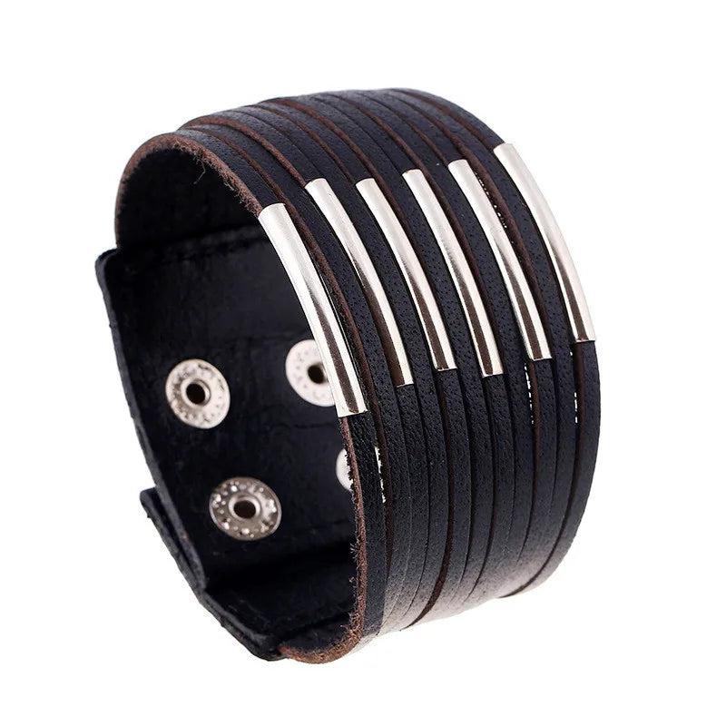 Vintage Punk Retro Multilayer Leather Bracelet for Men