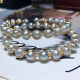Natural Pearl Bracelet Freshwater Pearls Charm Bangle Jewelry