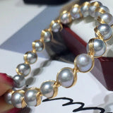Natural Pearl Bracelet Freshwater Pearls Charm Bangle Jewelry