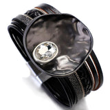 Crystal Gun Metal Enamel Wide Cuff Bracelet
