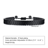Hematite Stone Beads Bracelet Adjustable Wristband Energy Balance