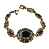 Bohemian Red Gem Stone Resin Tribal Bracelet Gold-Color Jewellery