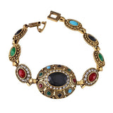 Bohemian Red Gem Stone Resin Tribal Bracelet Gold-Color Jewellery