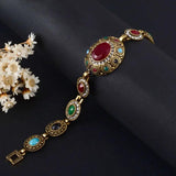 Bohemian Red Gem Stone Resin Tribal Bracelet Gold-Color Jewellery