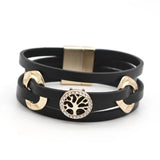 Boho Leather Wrap Bracelet with Rhinestone Pearls