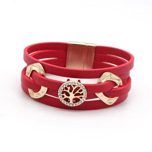 Boho Leather Wrap Bracelet with Rhinestone Pearls