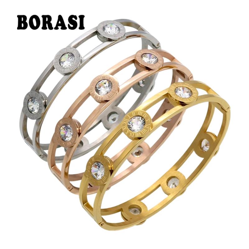 Crystal Cuff Bracelet Bangle Stainless Steel Women Bracelets & Bangles