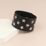 Women Punk Gothic Leather Bracelet Rock Pentagram Jewelry