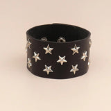 Women Punk Gothic Leather Bracelet Rock Pentagram Jewelry