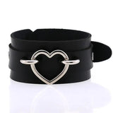 Silver Heart Wide Cuff Leather Bracelets Unisex Wristband