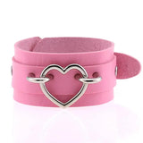 Silver Heart Wide Cuff Leather Bracelets Unisex Wristband