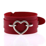 Silver Heart Wide Cuff Leather Bracelets Unisex Wristband