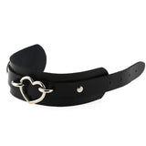 Silver Heart Wide Cuff Leather Bracelets Unisex Wristband