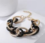 Leopard Metal Resin Chain Bracelet Punk Chunky Bangle