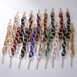 Leopard Metal Resin Chain Bracelet Punk Chunky Bangle