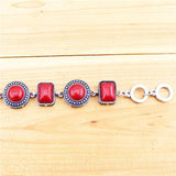 Vintage Red Turquoises Bracelet Antique Silver Plated Jewelry