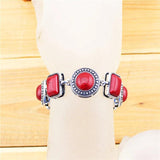 Vintage Red Turquoises Bracelet Antique Silver Plated Jewelry