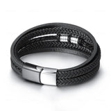 Multilayer Stainless Steel Leather Bracelet for Men