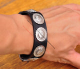Punk Biker Tribal Flower Concho Leather Bracelet Cuff