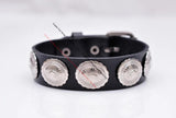 Punk Biker Tribal Flower Concho Leather Bracelet Cuff