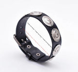 Punk Biker Tribal Flower Concho Leather Bracelet Cuff