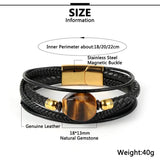Braided Multilayer Leather Bracelet with Gemstone Crystals