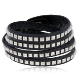 Punk Rock Men Bracelet Cuff Multilayer Leather Rivets Charm Bangle Wrap