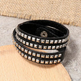 Punk Rock Men Bracelet Cuff Multilayer Leather Rivets Charm Bangle Wrap