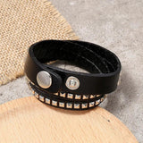 Punk Rock Men Bracelet Cuff Multilayer Leather Rivets Charm Bangle Wrap