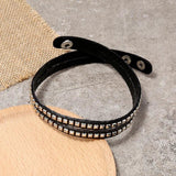 Punk Rock Men Bracelet Cuff Multilayer Leather Rivets Charm Bangle Wrap