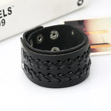 Wide Leather Biker Bracelet Cuff Vintage Punk Style