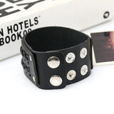 Wide Leather Biker Bracelet Cuff Vintage Punk Style
